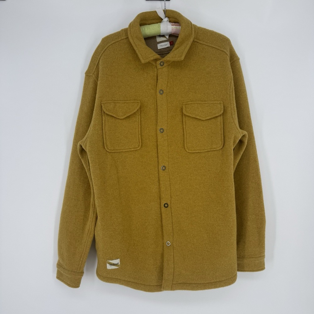 Tracksmith New England Overshirt Mustard Wool Blend Shirt Jacket Men L